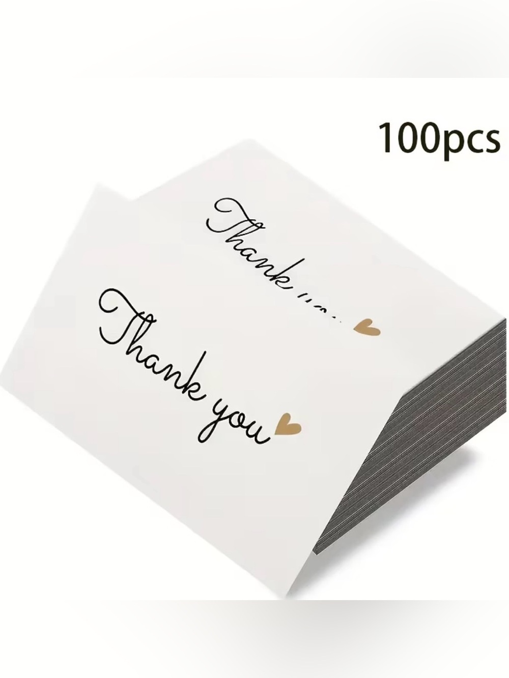 Thank You Cards - White with Gold Heart Pack of 100 NIP